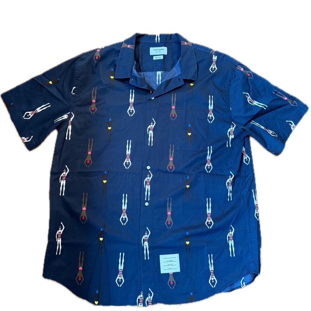 Thom Browne Blue Shirt with Diver Pattern
